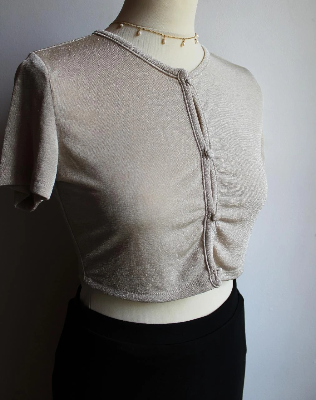 Top court/crop top Ardene beige irisé – photo 2
